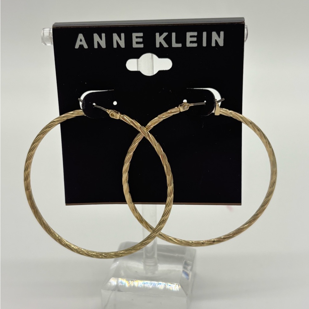 Anne Klein Twisted Gold Hoop Earrings - Picture 1 of 5